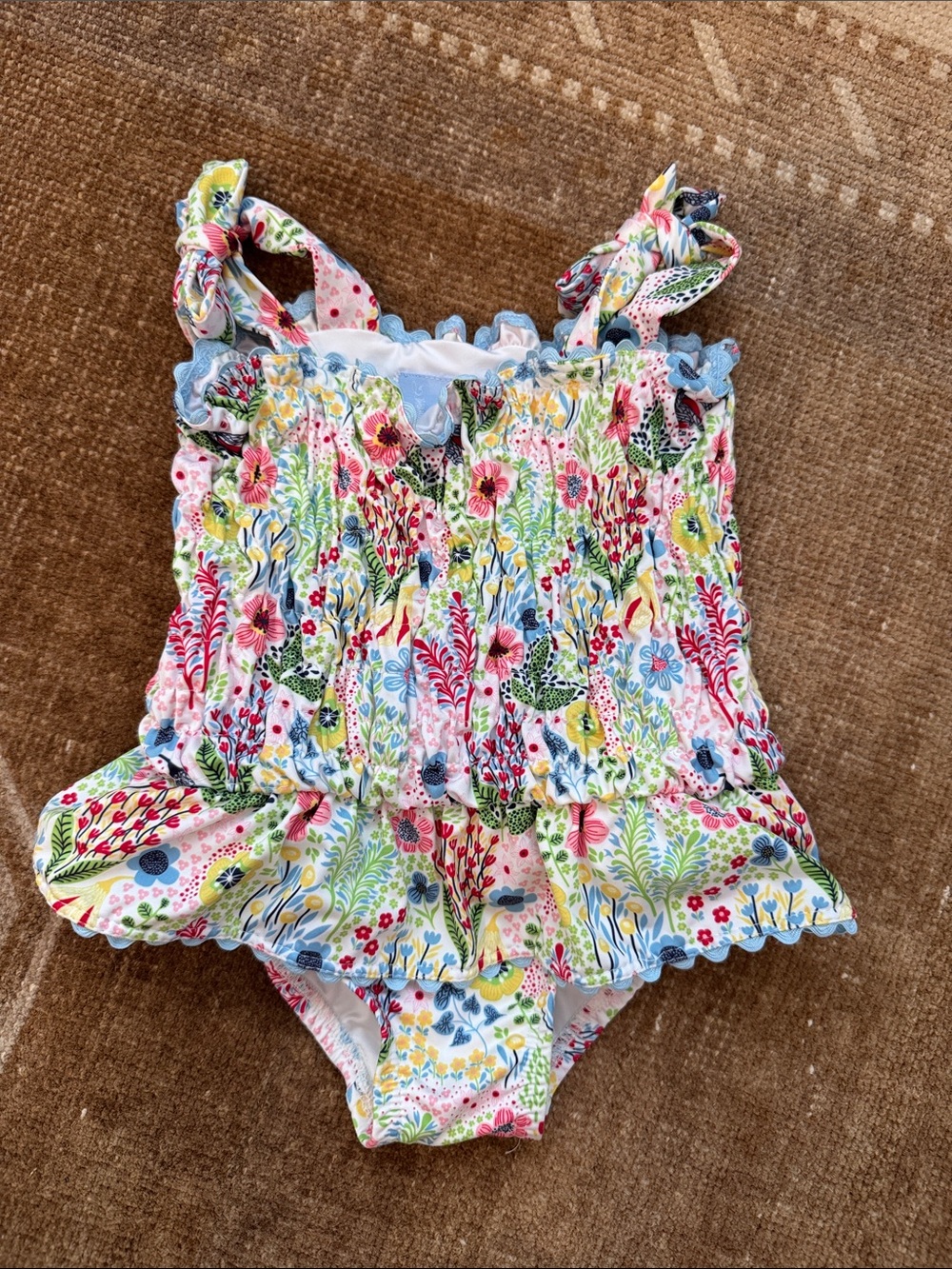 Bella Bliss Girls Floral Ruffle One-Piece Swimsuit - Multicolor